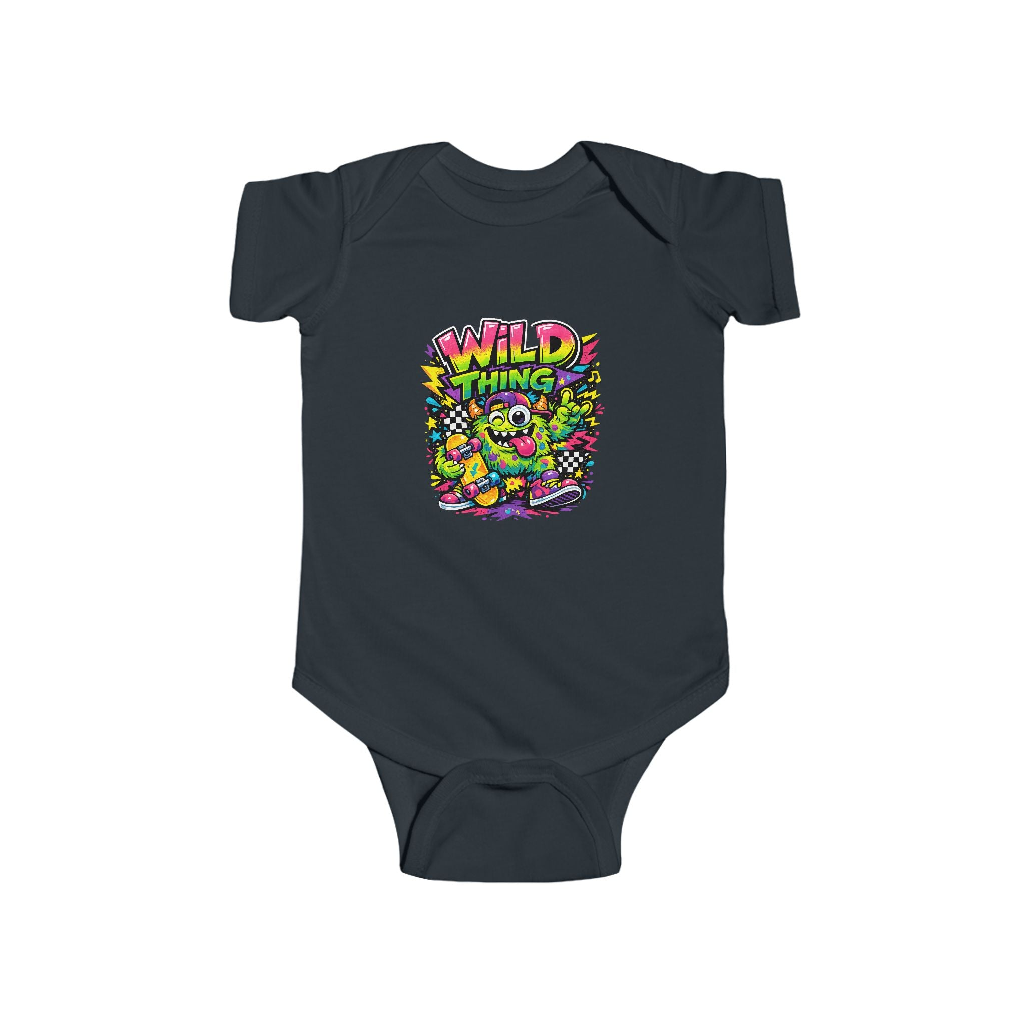 Baby Onesie Wild Thing Skate Monster T-Shirt — Neon Skateboard Graphic Tee