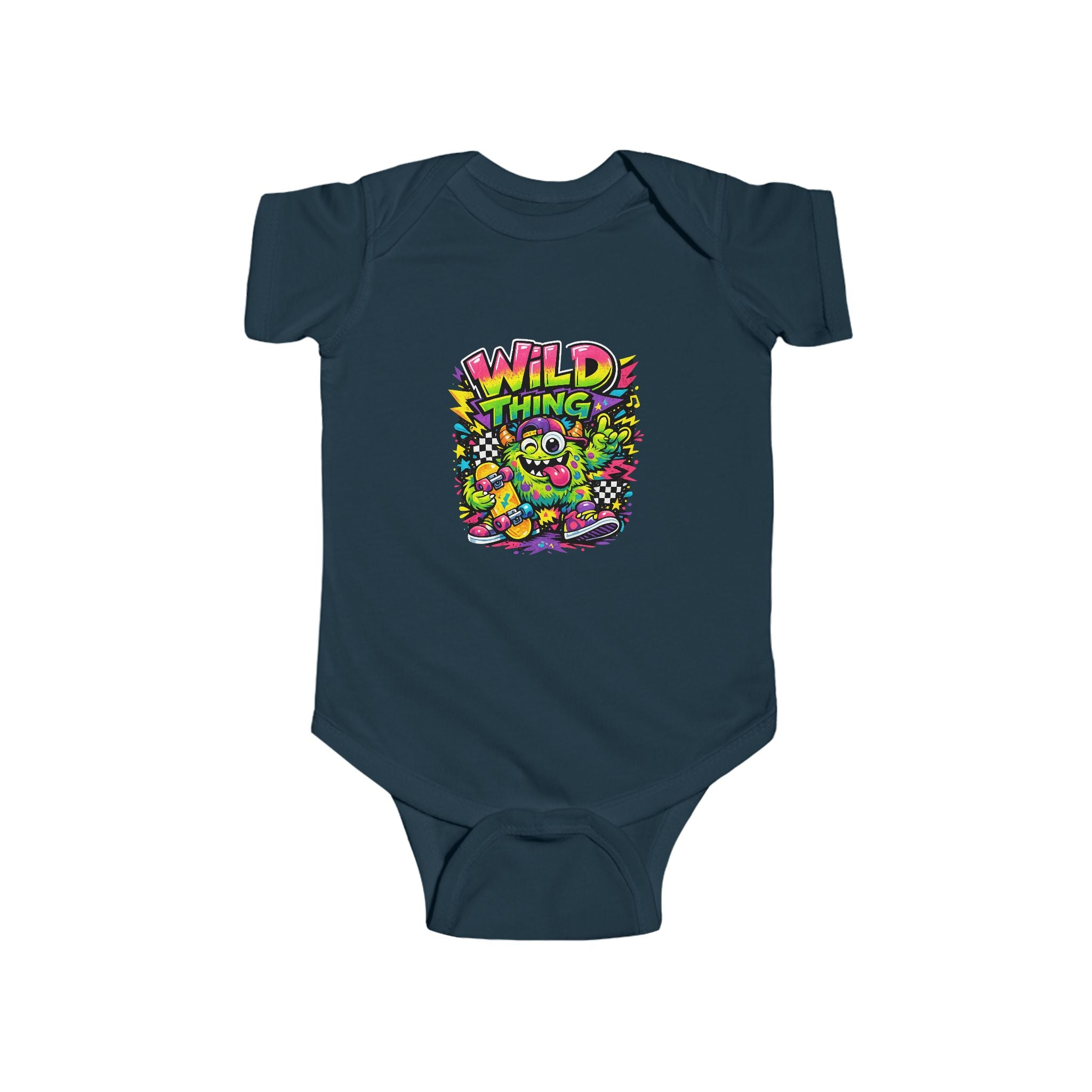 Baby Onesie Wild Thing Skate Monster T-Shirt — Neon Skateboard Graphic Tee