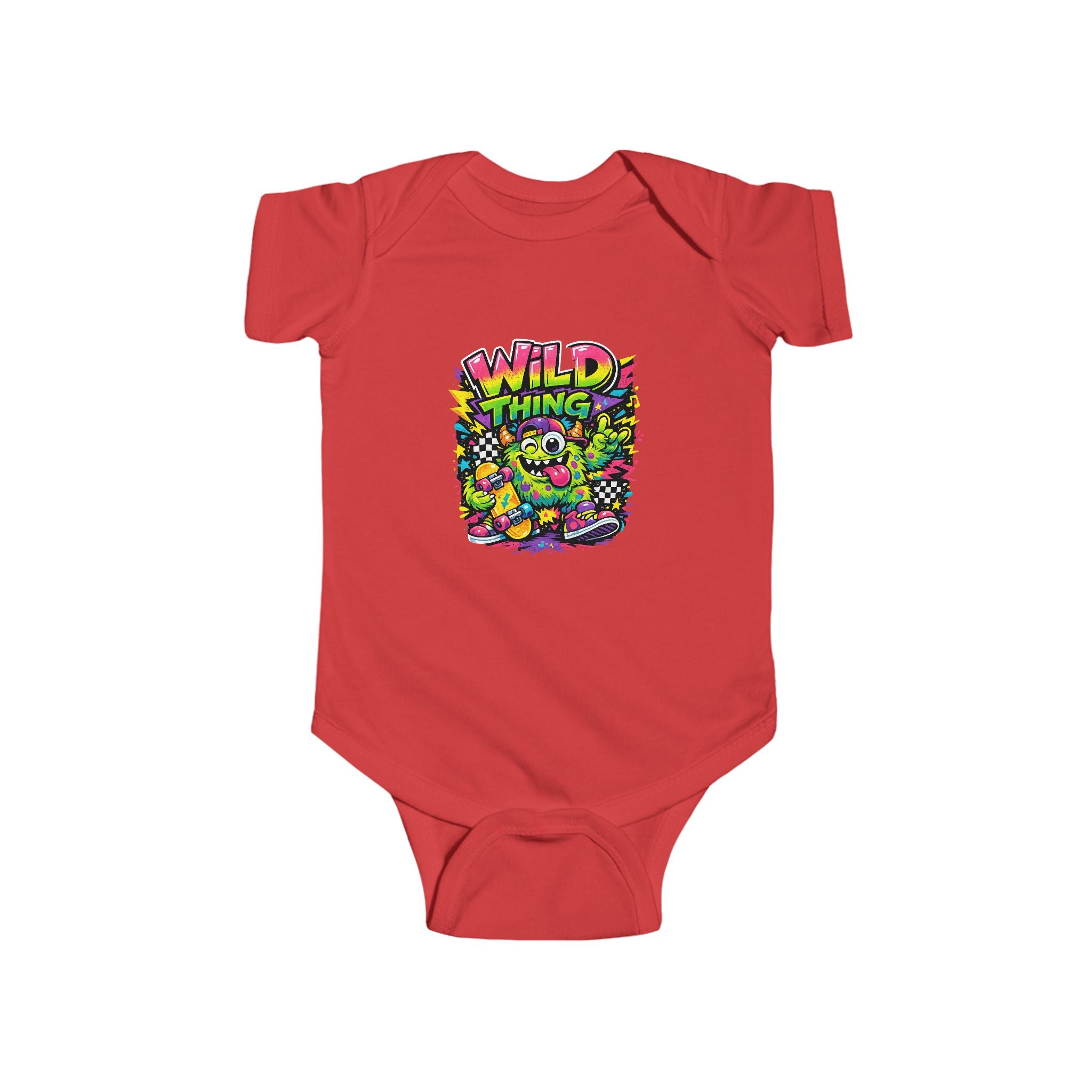 Baby Onesie Wild Thing Skate Monster T-Shirt — Neon Skateboard Graphic Tee