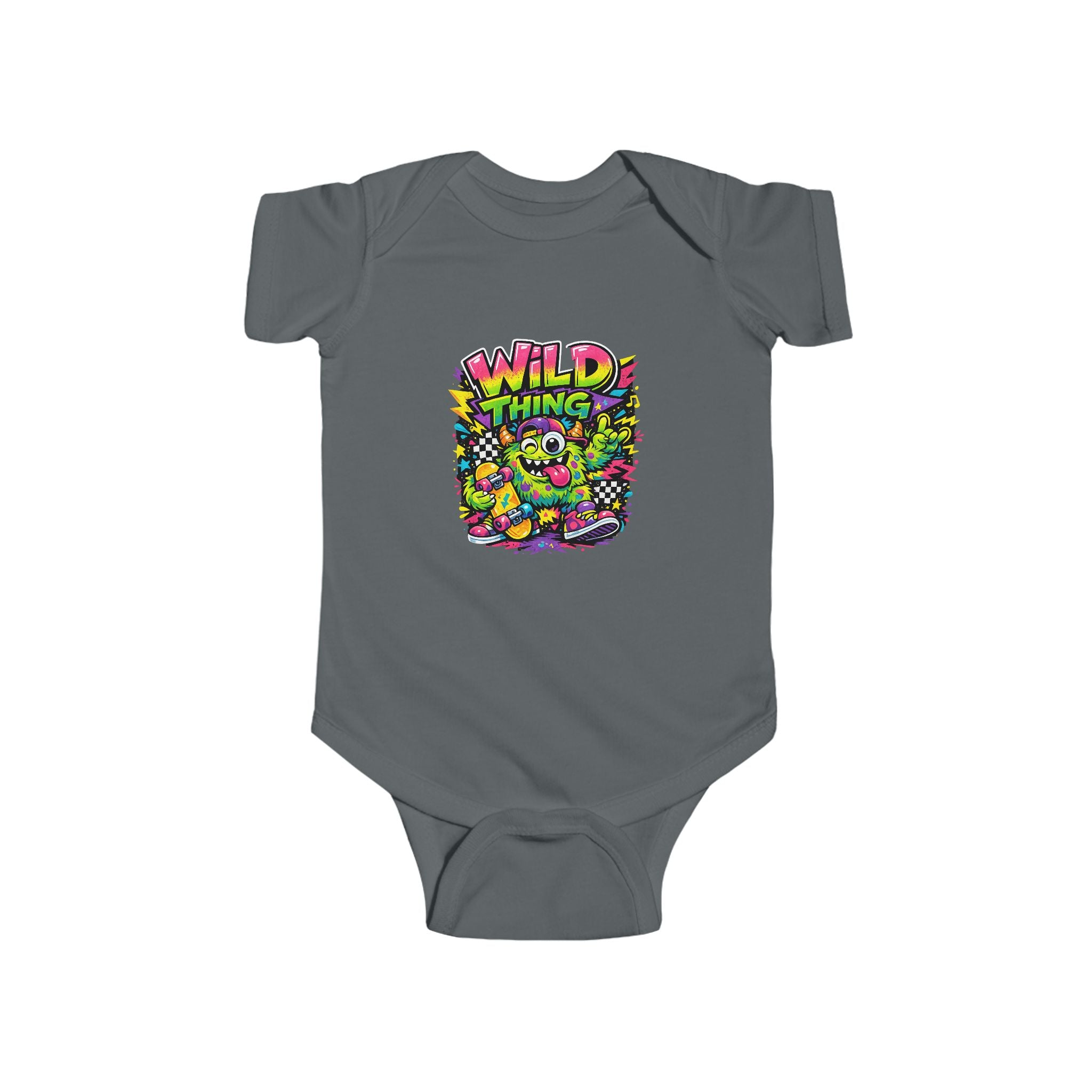 Baby Onesie Wild Thing Skate Monster T-Shirt — Neon Skateboard Graphic Tee