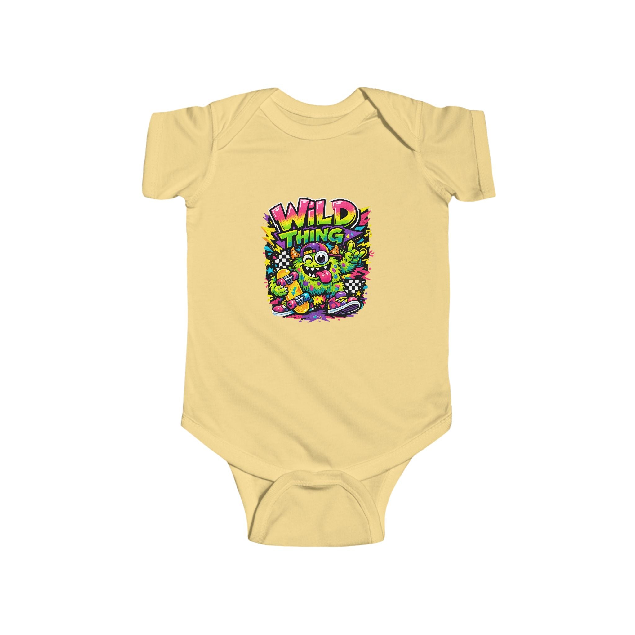 Baby Onesie Wild Thing Skate Monster T-Shirt — Neon Skateboard Graphic Tee