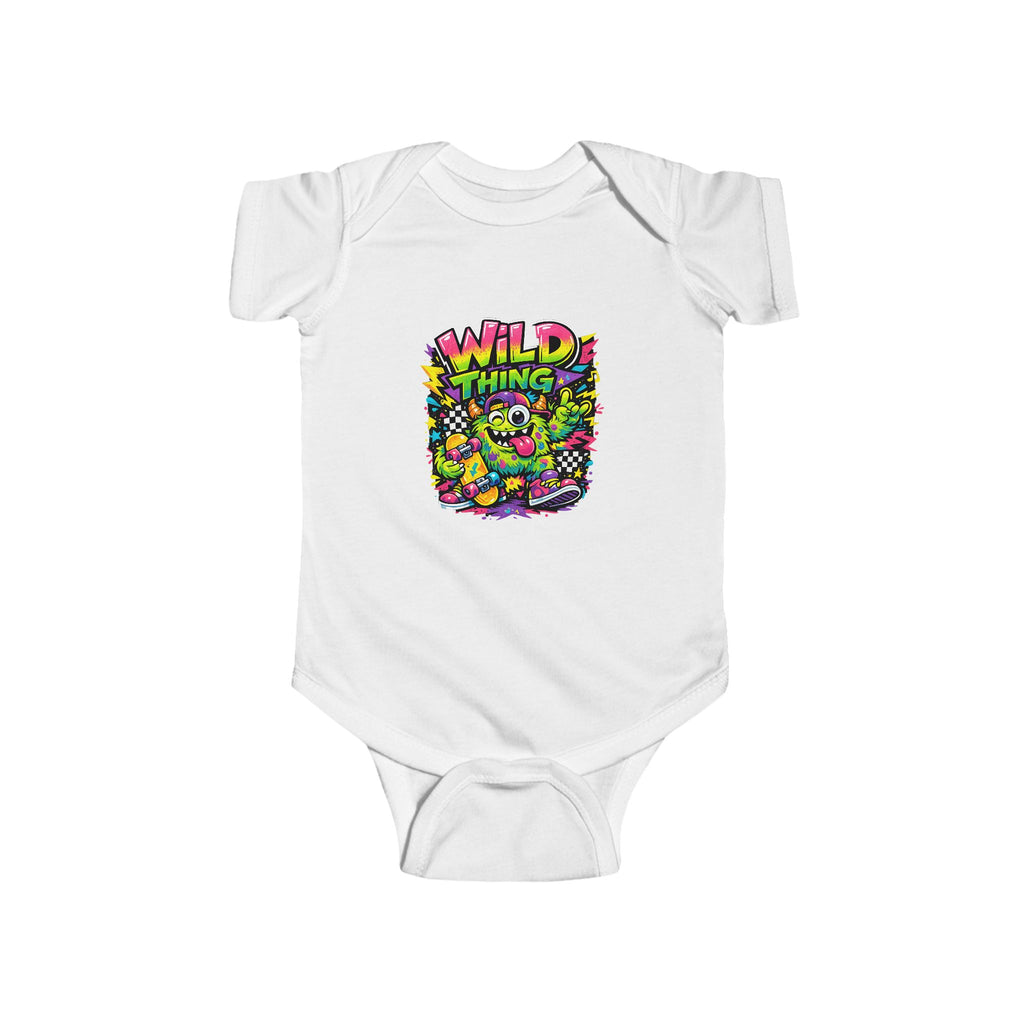 Baby Onesie Wild Thing Skate Monster T-Shirt — Neon Skateboard Graphic Tee