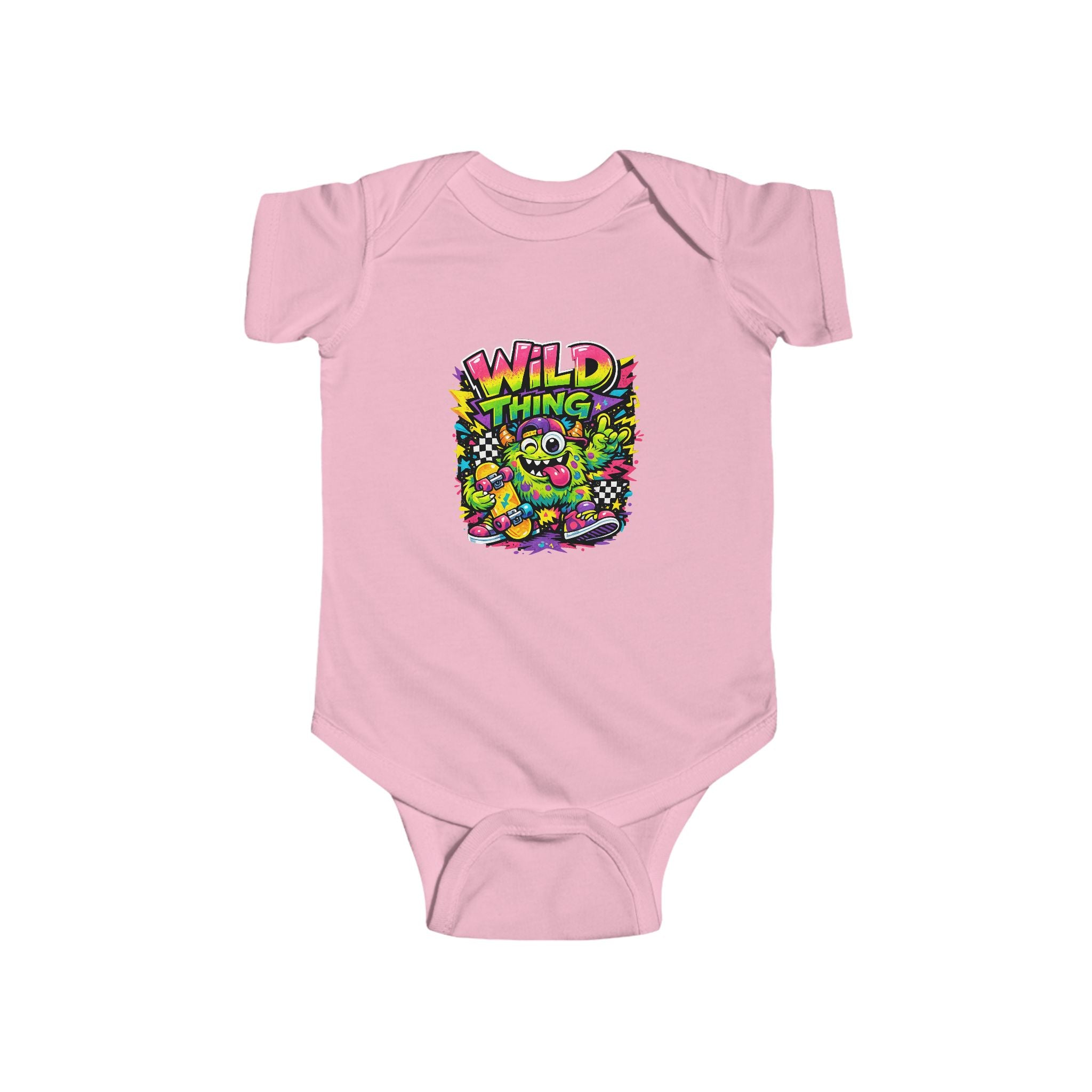 Baby Onesie Wild Thing Skate Monster T-Shirt — Neon Skateboard Graphic Tee