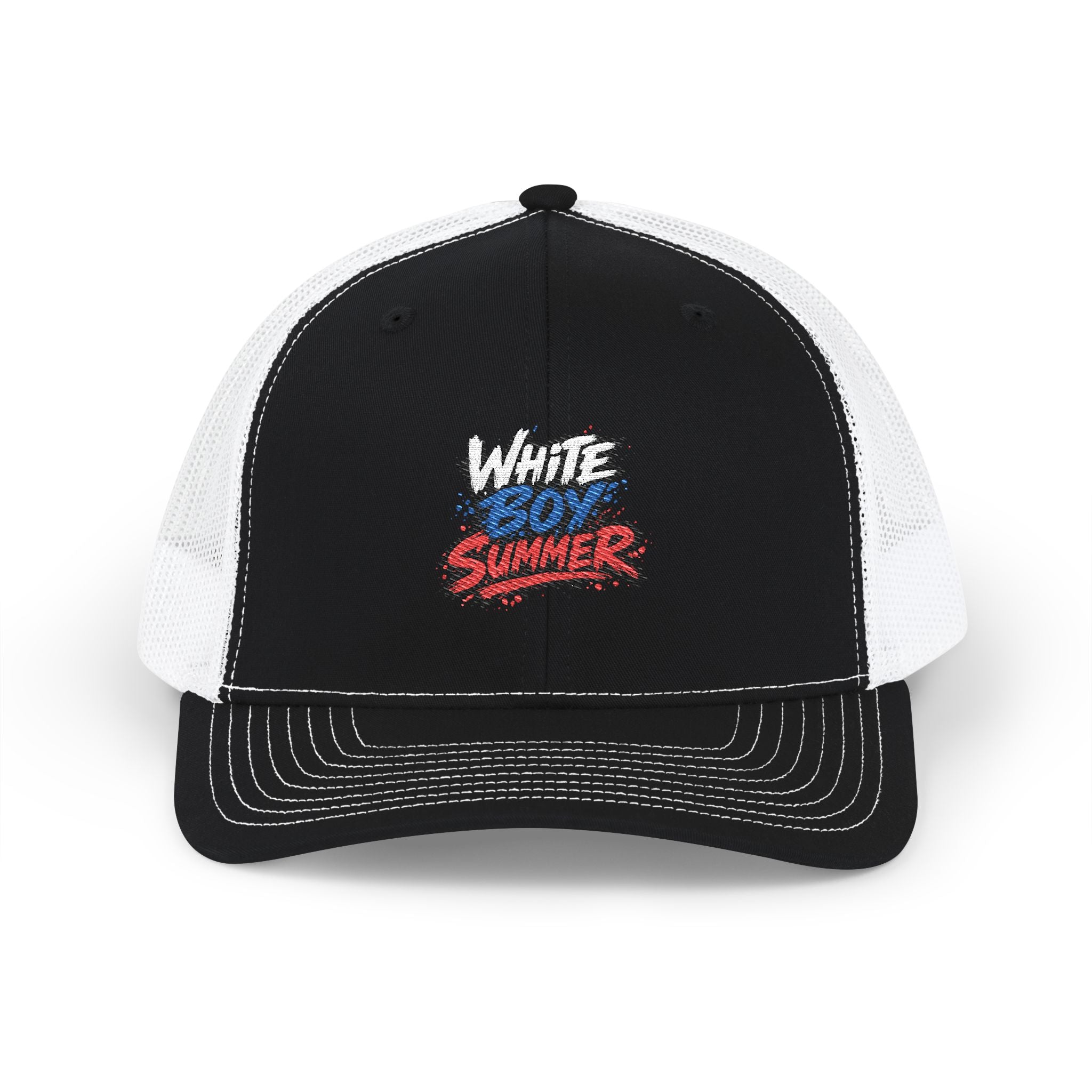 White Boy Summer Trucker Cap - Retro USA Flag Script Snapback Hat