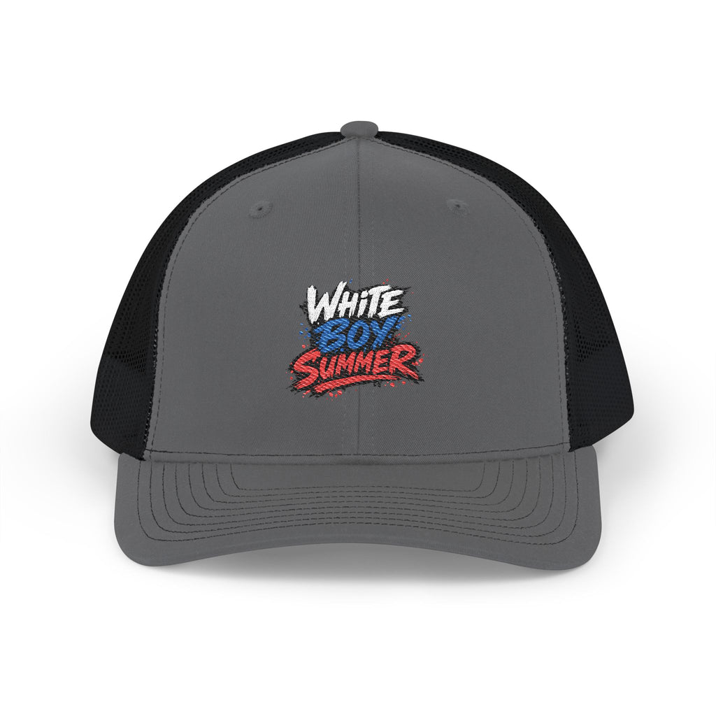 White Boy Summer Trucker Cap - Retro USA Flag Script Snapback Hat