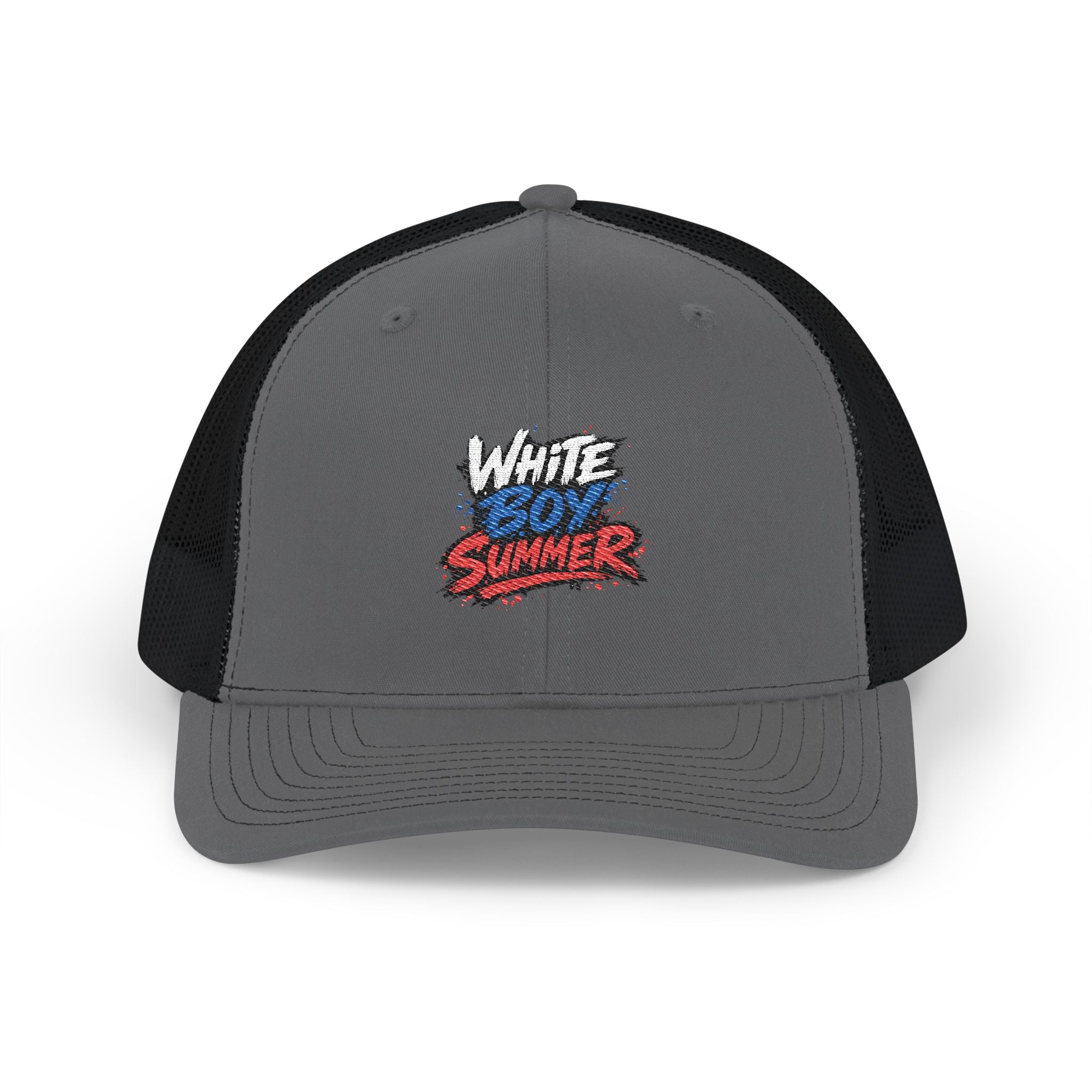 White Boy Summer Trucker Cap - Retro USA Flag Script Snapback Hat