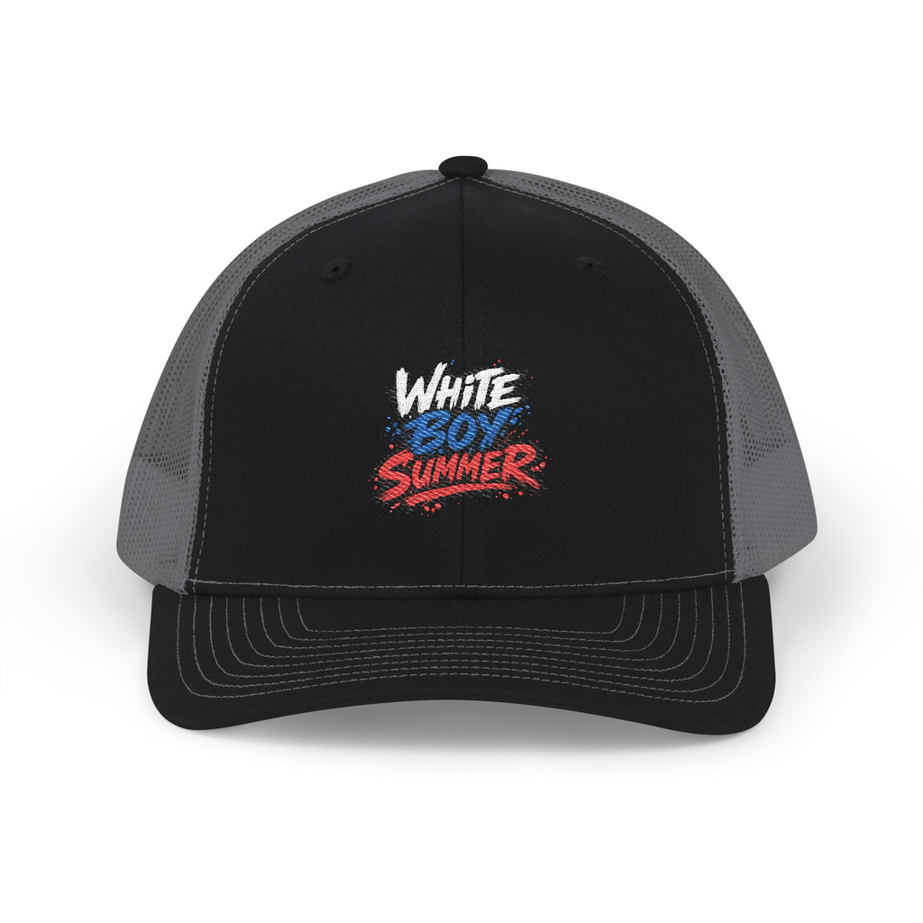 White Boy Summer Trucker Cap - Retro USA Flag Script Snapback Hat