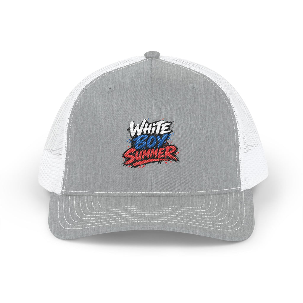 White Boy Summer Trucker Cap - Retro USA Flag Script Snapback Hat