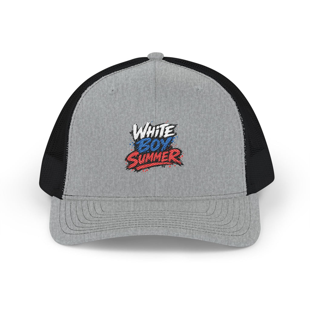 White Boy Summer Trucker Cap - Retro USA Flag Script Snapback Hat
