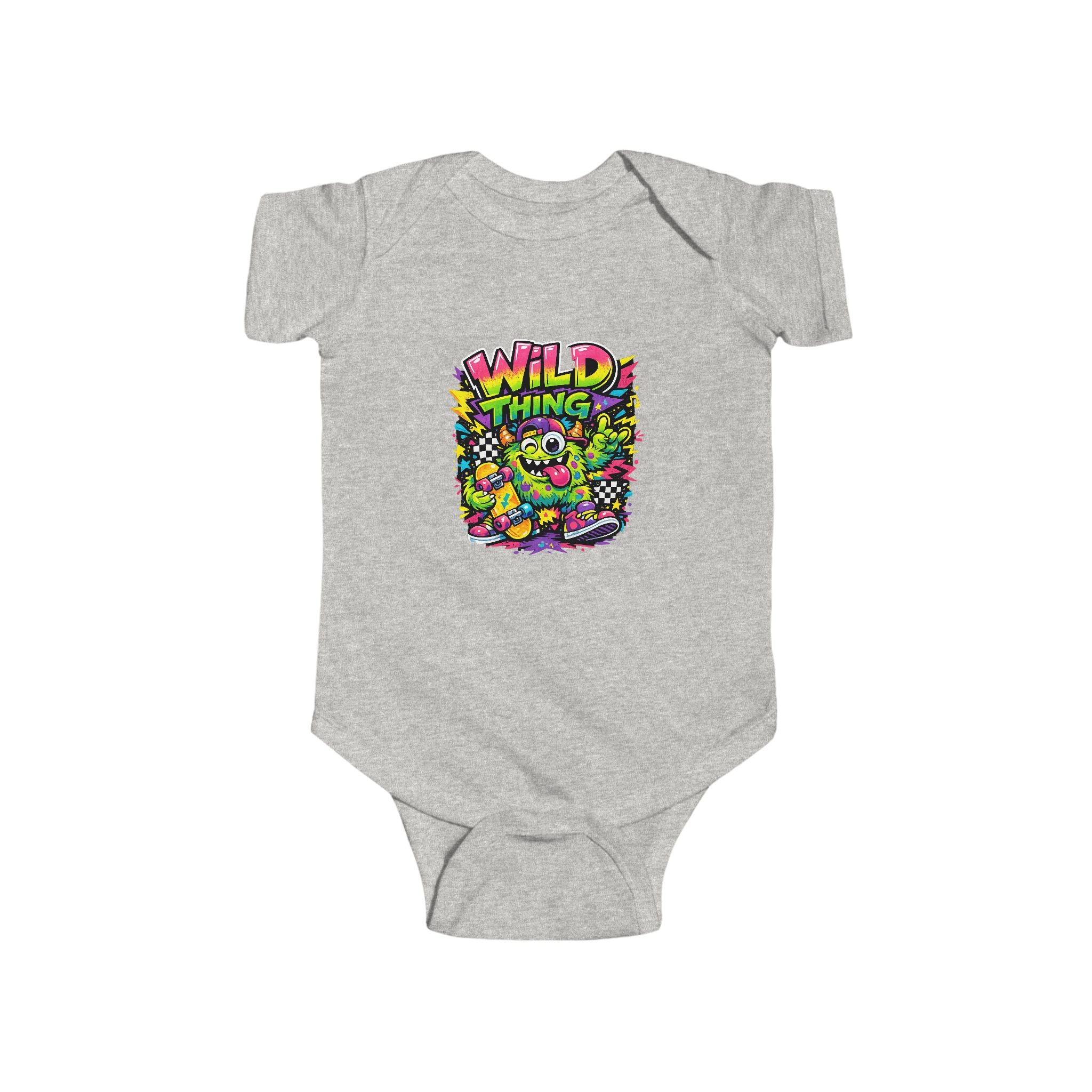 Baby Onesie Wild Thing Skate Monster T-Shirt — Neon Skateboard Graphic Tee