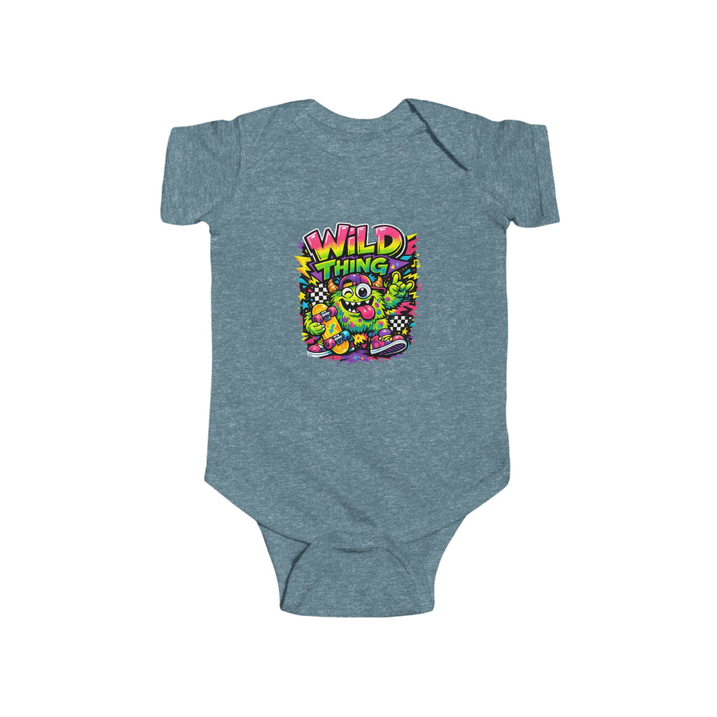 Baby Onesie Wild Thing Skate Monster T-Shirt — Neon Skateboard Graphic Tee