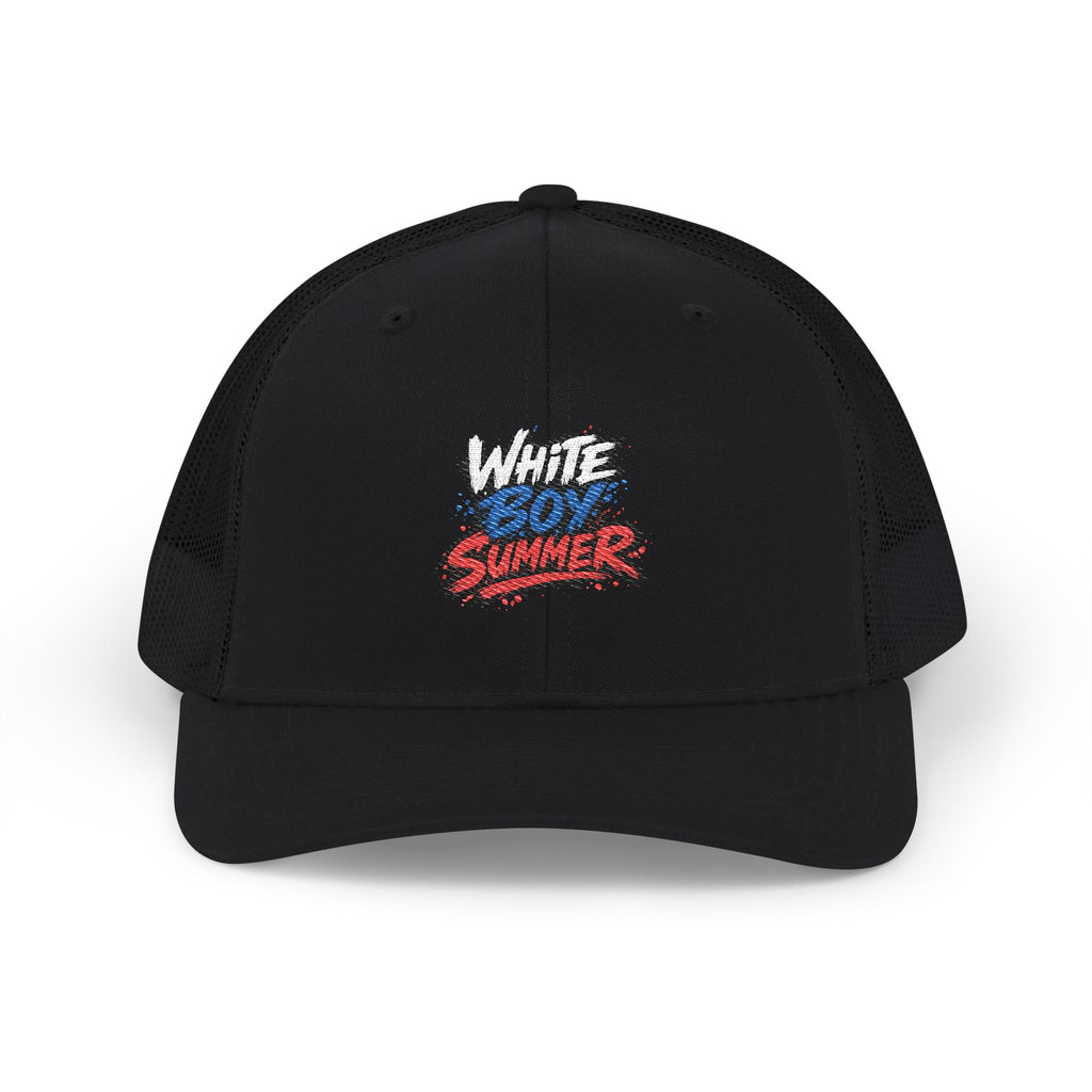 White Boy Summer Trucker Cap - Retro USA Flag Script Snapback Hat