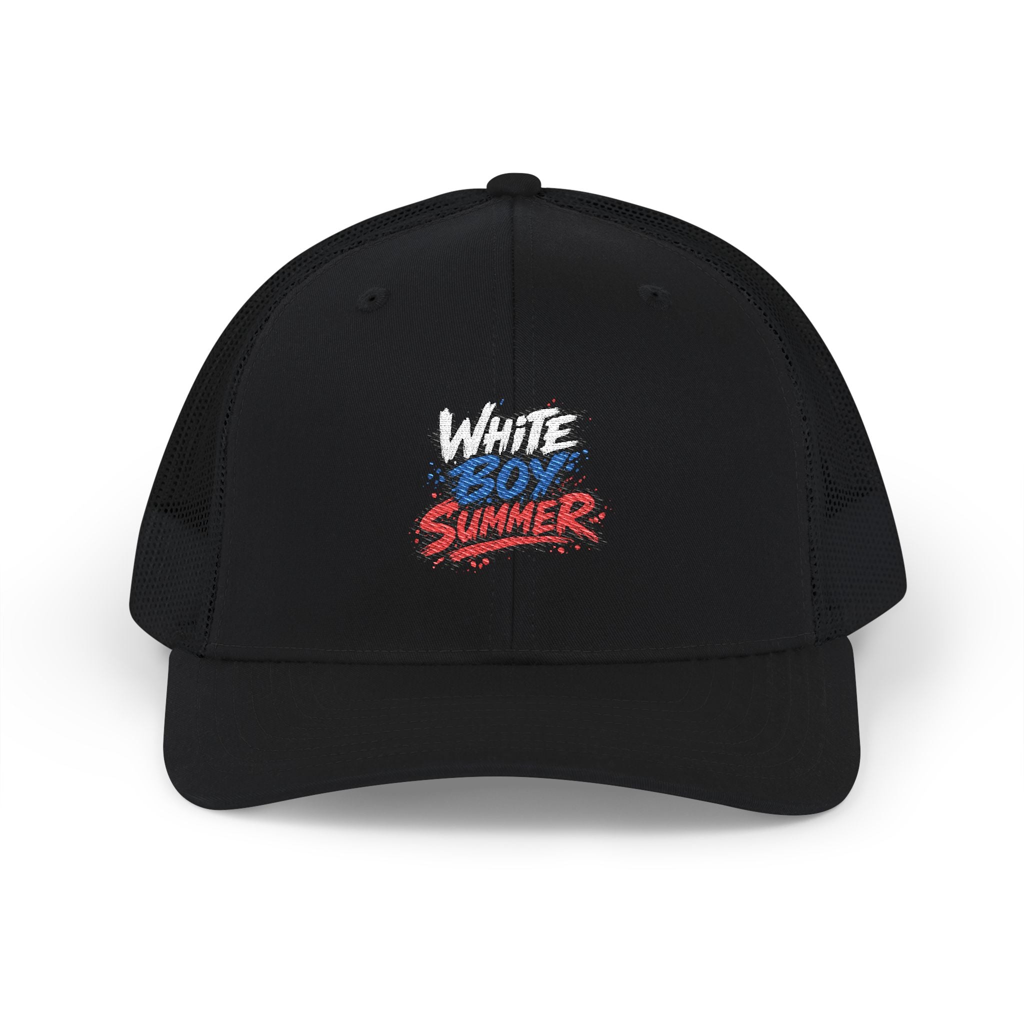 White Boy Summer Trucker Cap - Retro USA Flag Script Snapback Hat